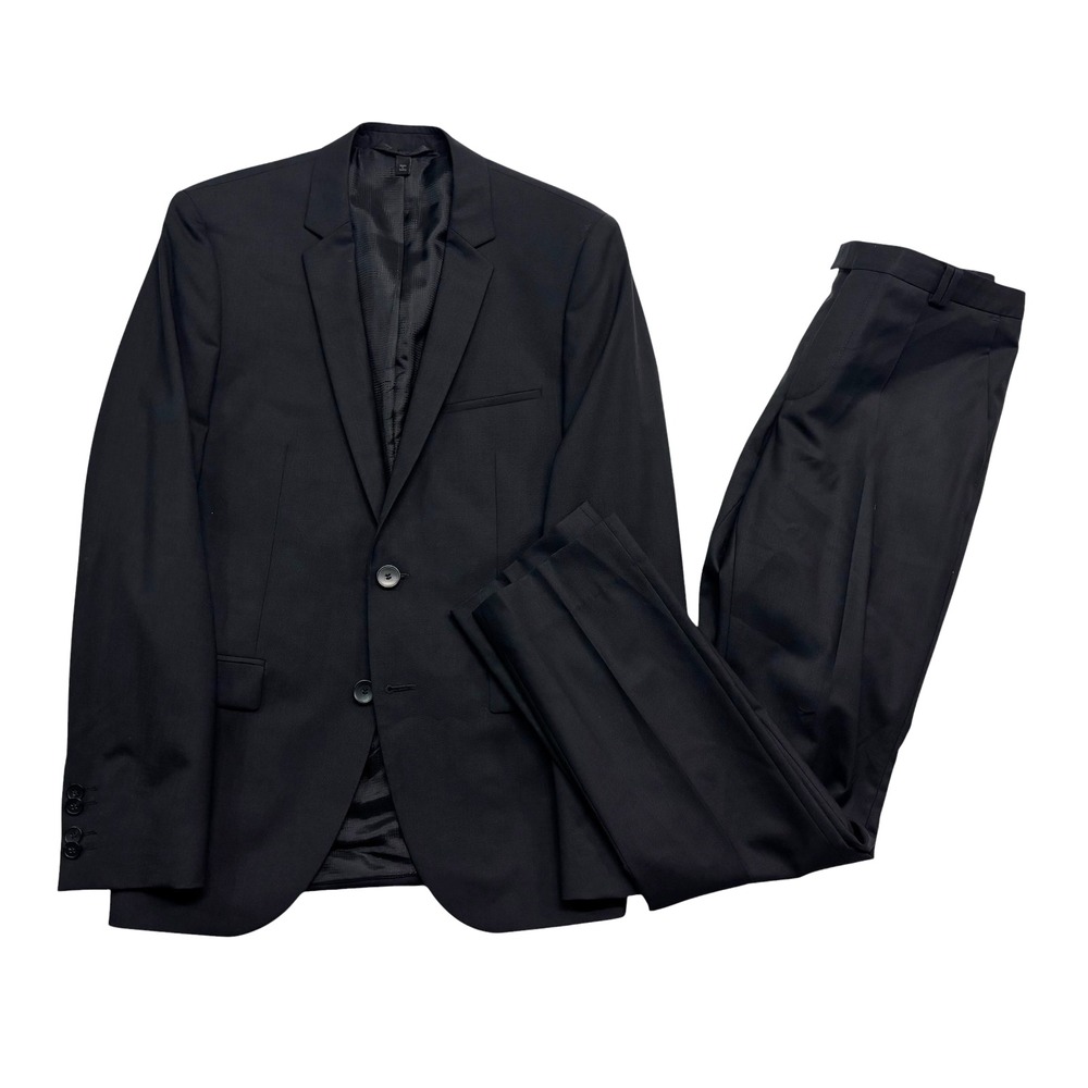 Hugo Boss 36R 32x30 Black 2pc Pant Suit Adris1 Heibo2 Stretch Wool Slim Modern
